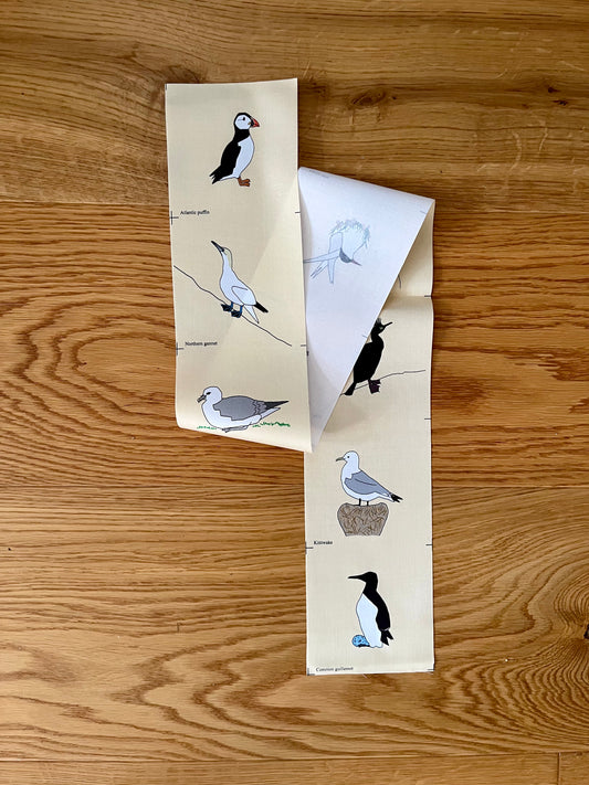 Seabirds (A) fabric strip, 9 images